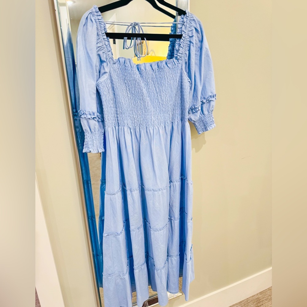Hill House The Nesli Nap Dress - Light Blue Glitter Check